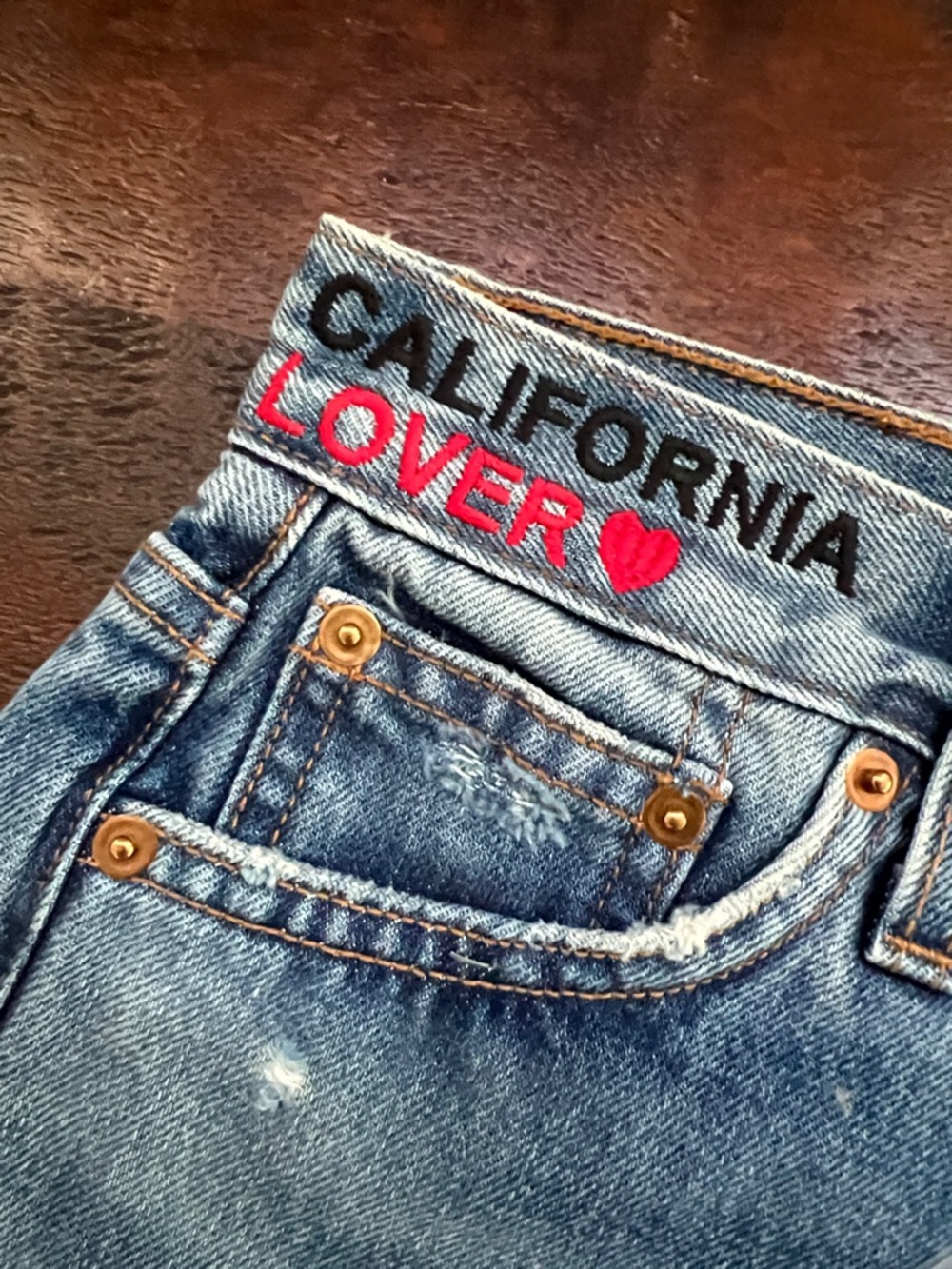Aviator Nation Rocker Cali Lover Heart Jean Shorts Mid Rise Cowgirl Cutoff 25 - Picture 13 of 15